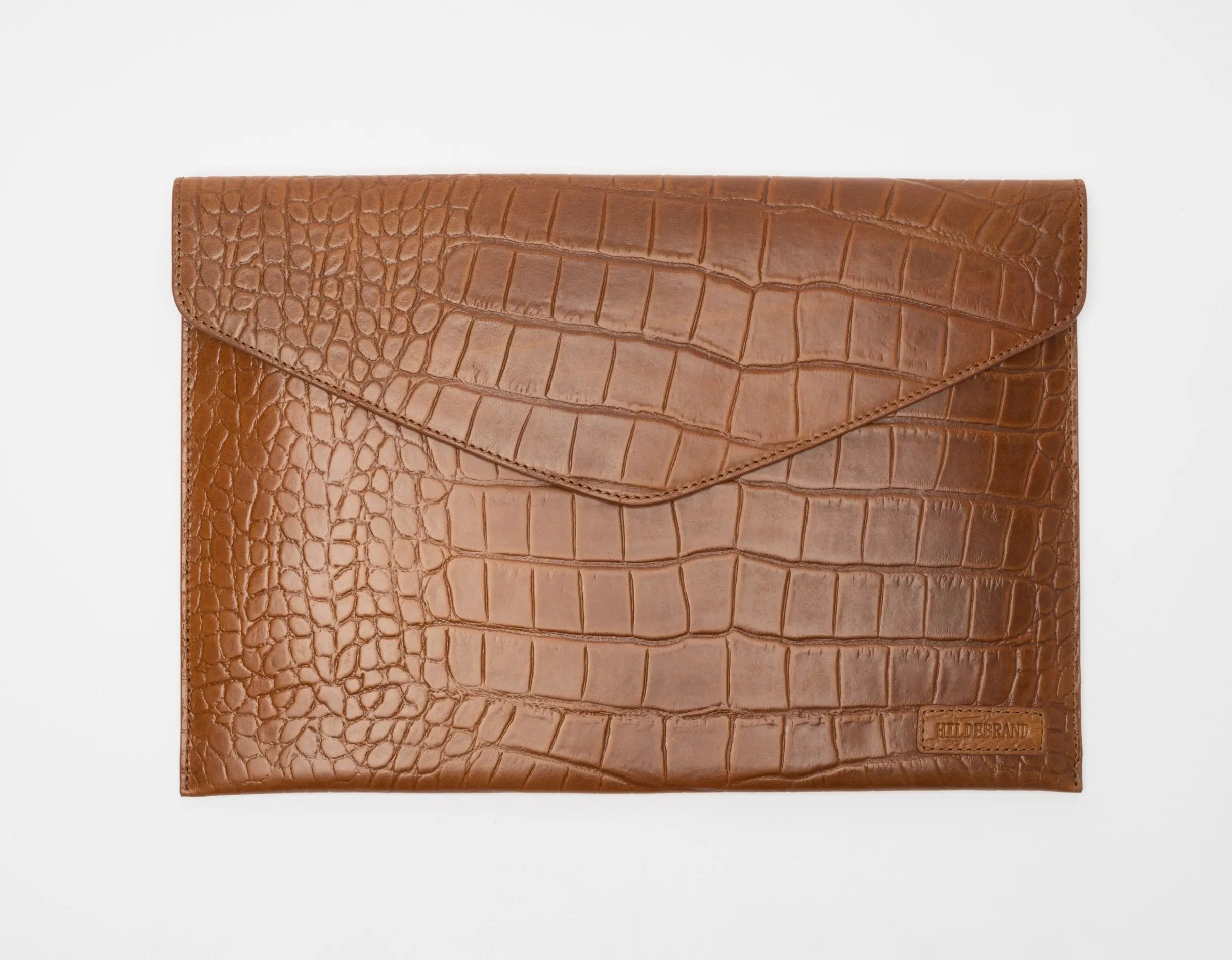 Leather Laptop Sleeve, 15'', Cognac Croco Hildebrand-swe