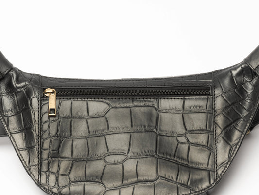 Leather Bum Bag Black Croco Hildebrand-swe