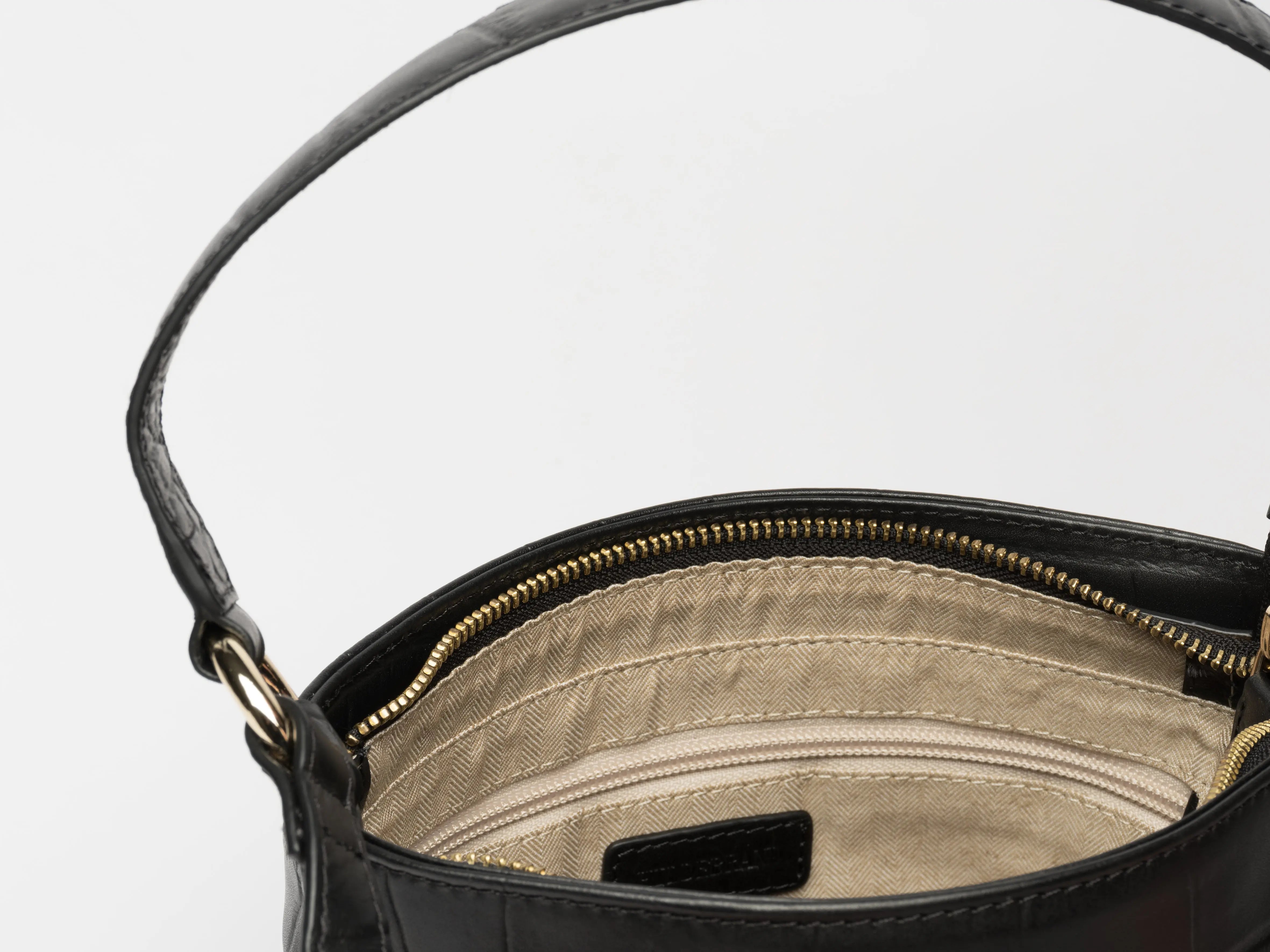 Women's Small Leather Tote Black Croco Hildebrand-swe