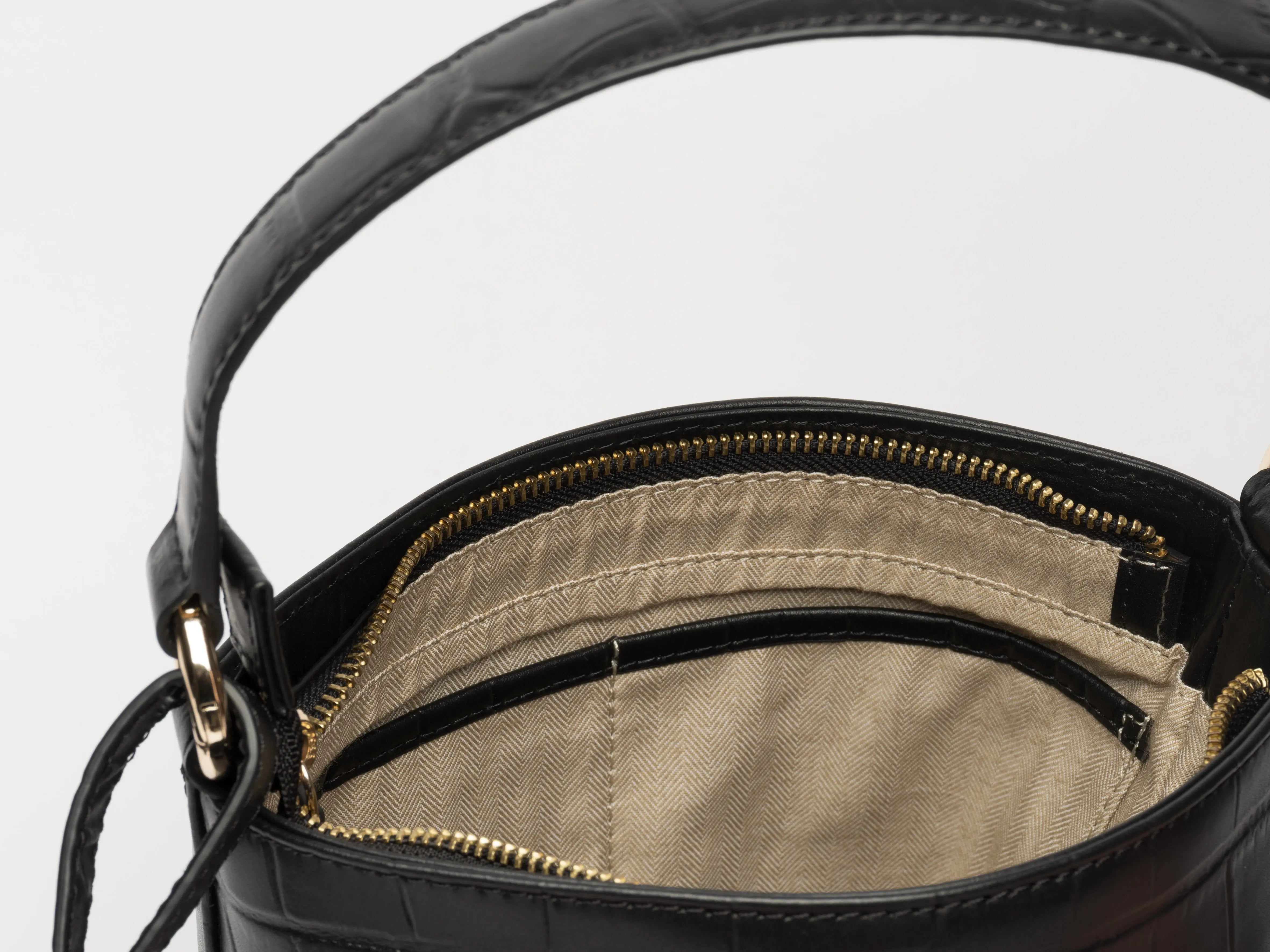 Women's Small Leather Tote Black Croco Hildebrand-swe