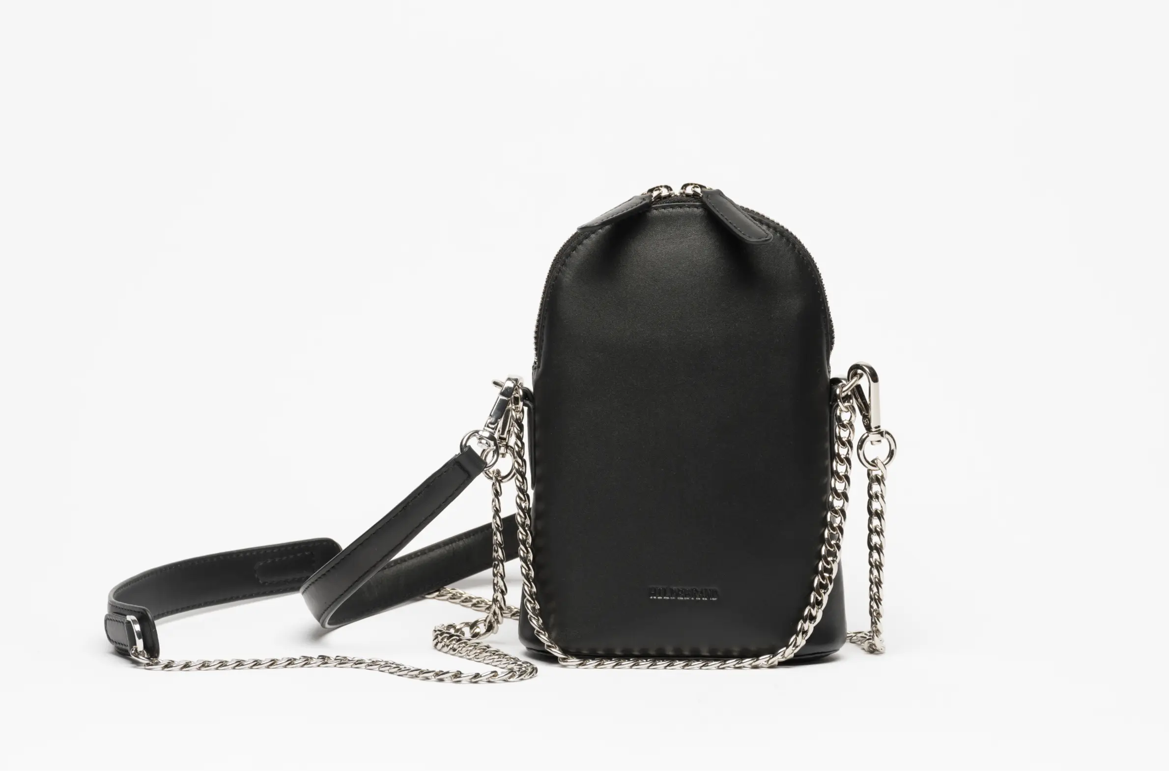 Nova Small Leather Handbag, Black and Silver Hildebrand-swe