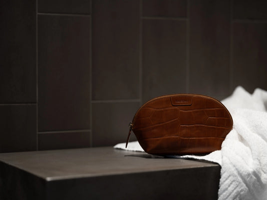 Beauty Bag Cognac Croco Hildebrand-swe