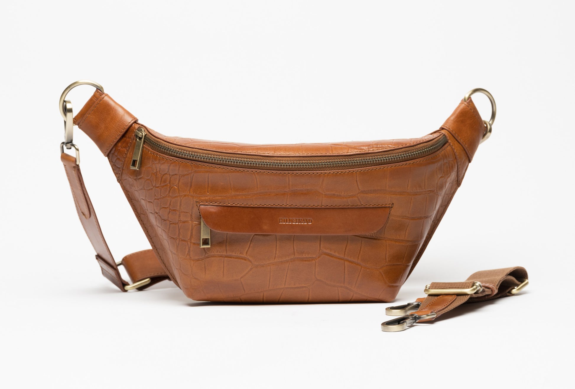 Läder Bum Bag Cognac Croco