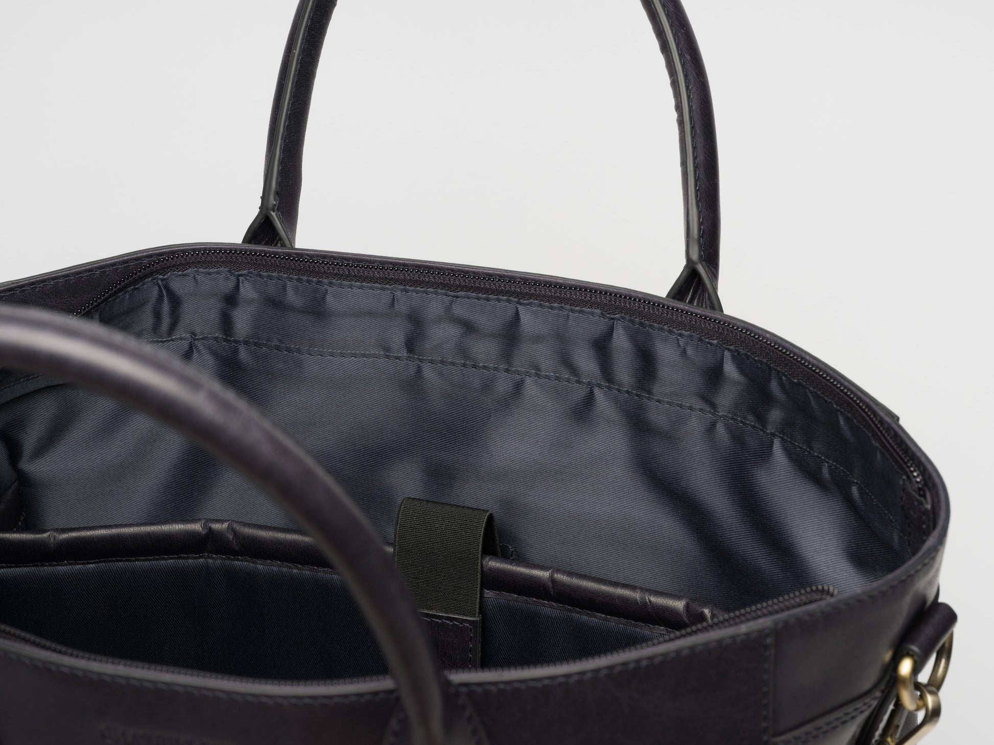 Luxury Leather Business Tote Navy Blue