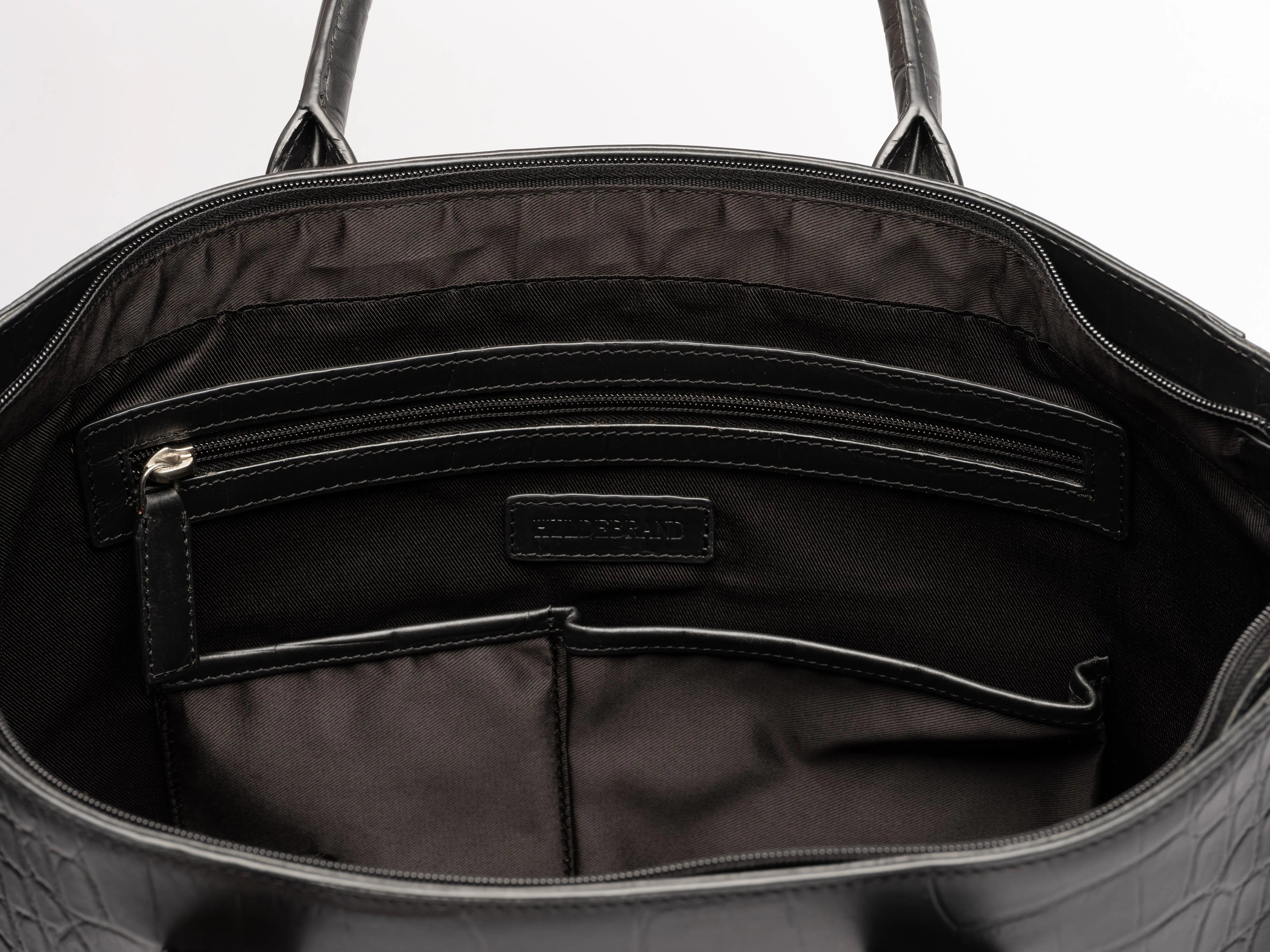 Luxury Leather Business Tote Black Croco Hildebrand-swe