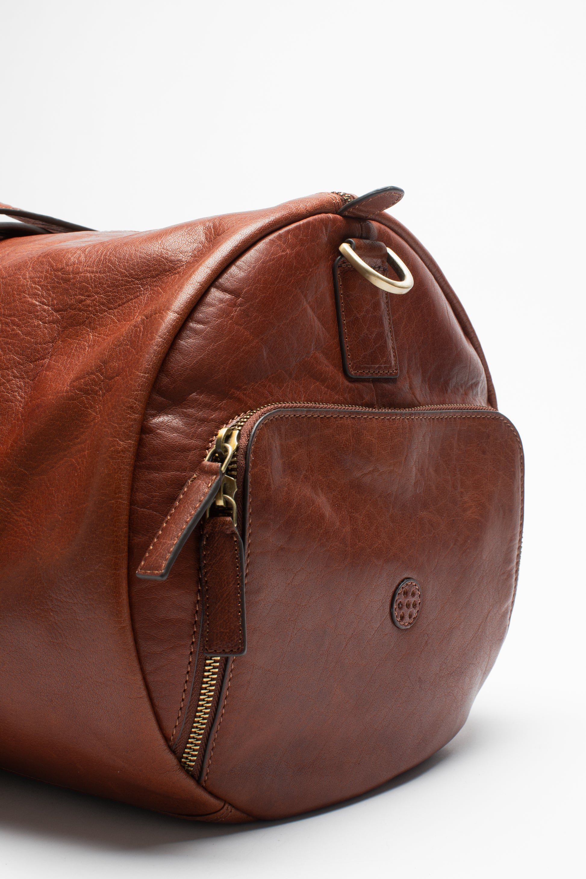 Leather Weekend Duffel Bag Cognac