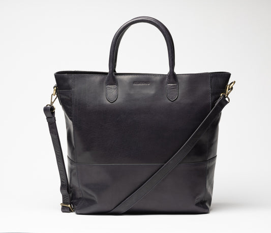 Luxury Leather Business Tote Navy Blue