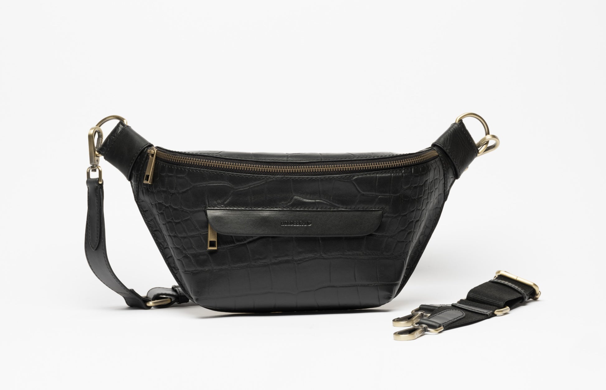 Läder Bum Bag Black Croco