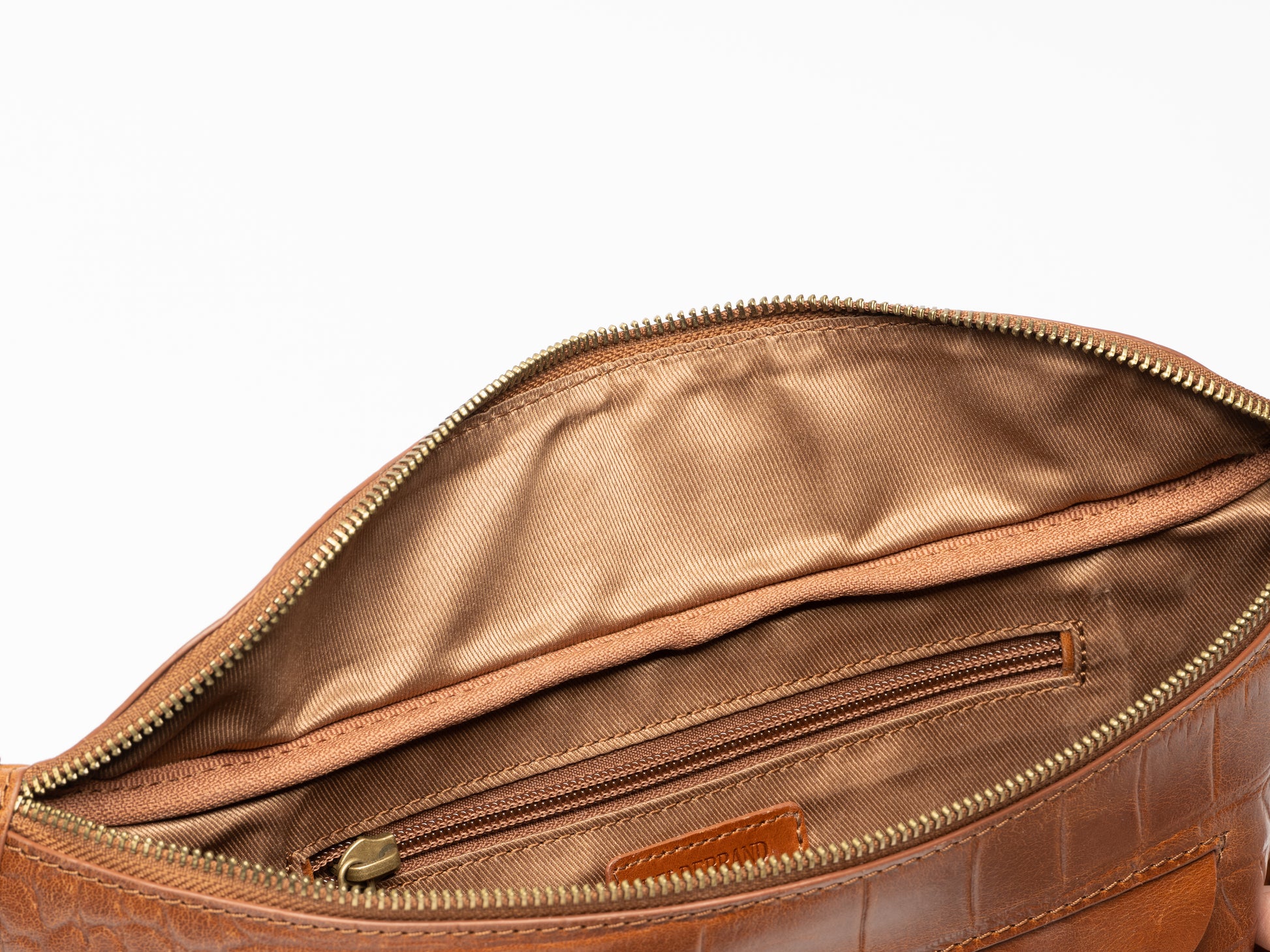 Gürteltasche Leder Cognac Kroko