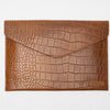 Leather Laptop Sleeve, 15'', Cognac Croco