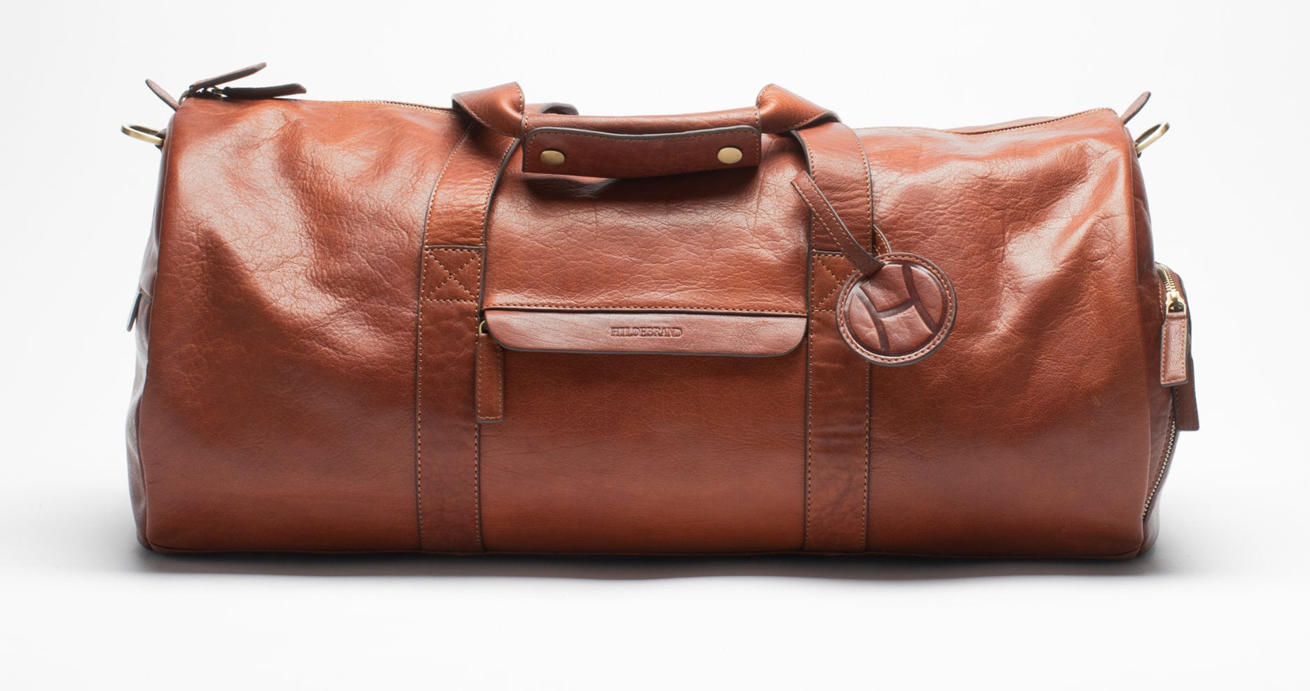 Leather Weekend Duffel Bag Cognac