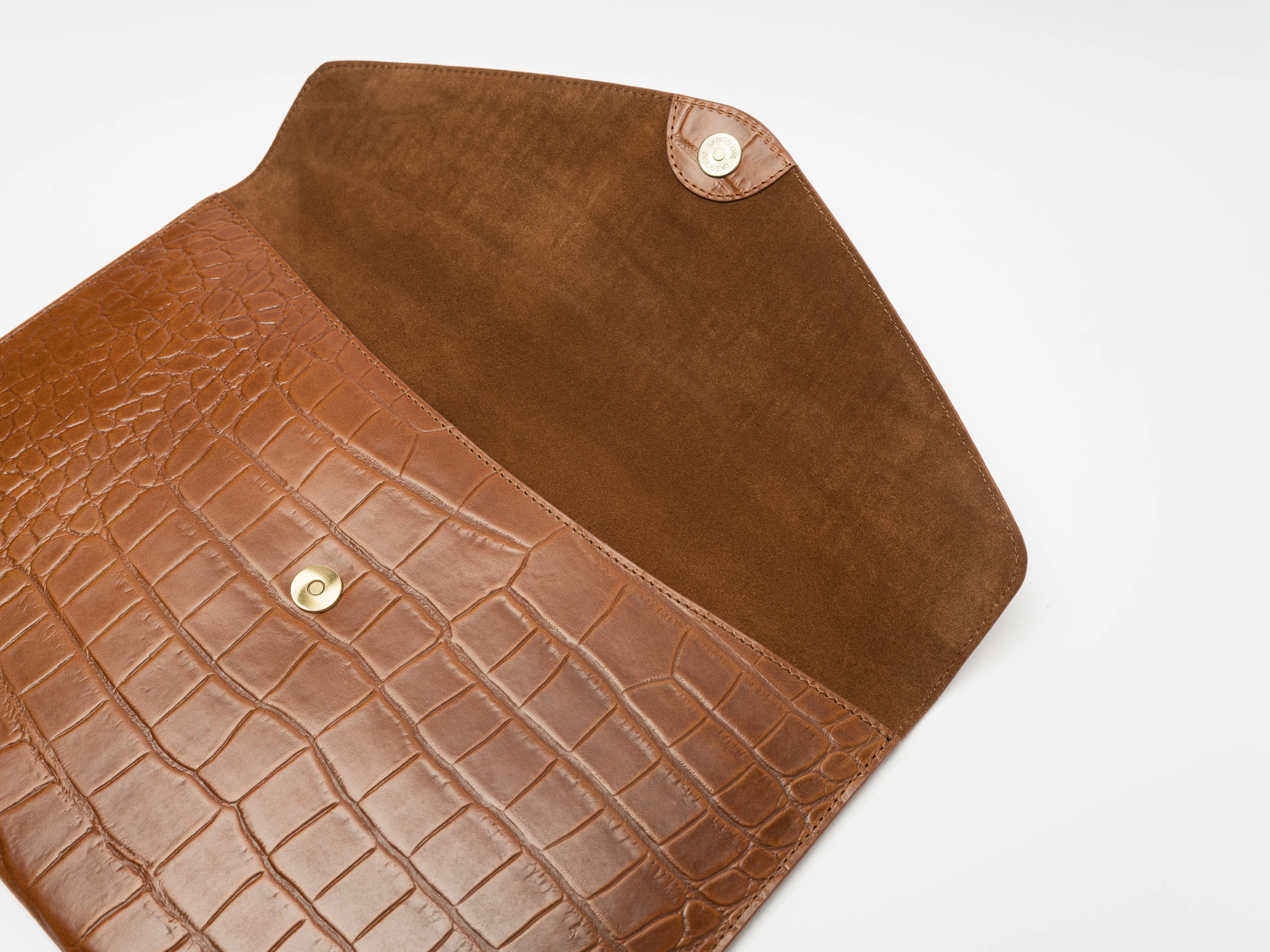 Leather Laptop Sleeve, 15'', Cognac Croco Hildebrand-swe
