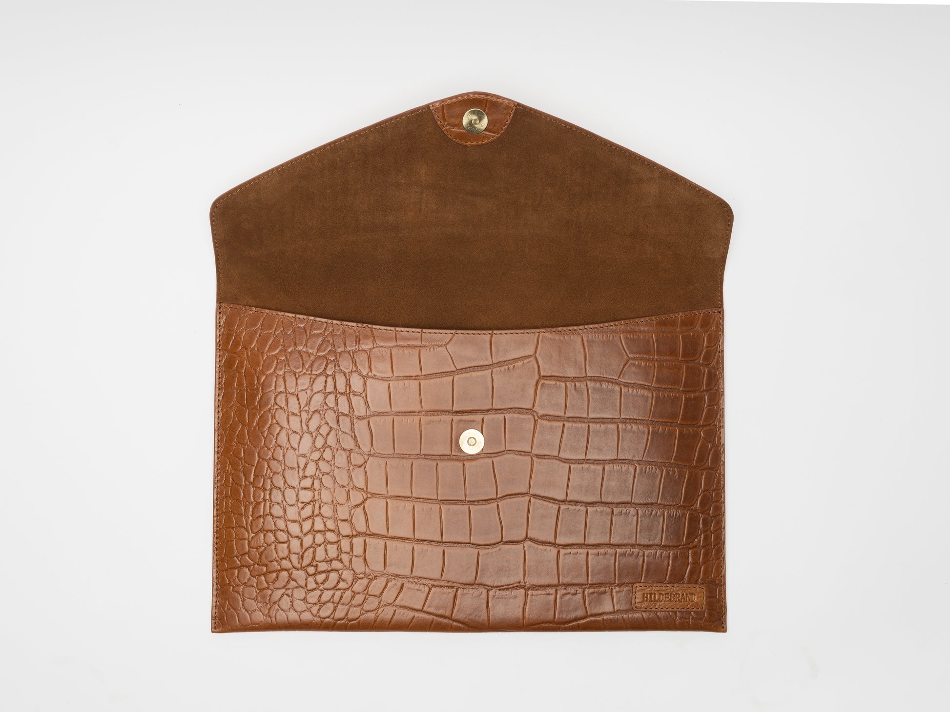 Laptophülle aus Leder, 15'', Cognac Croco