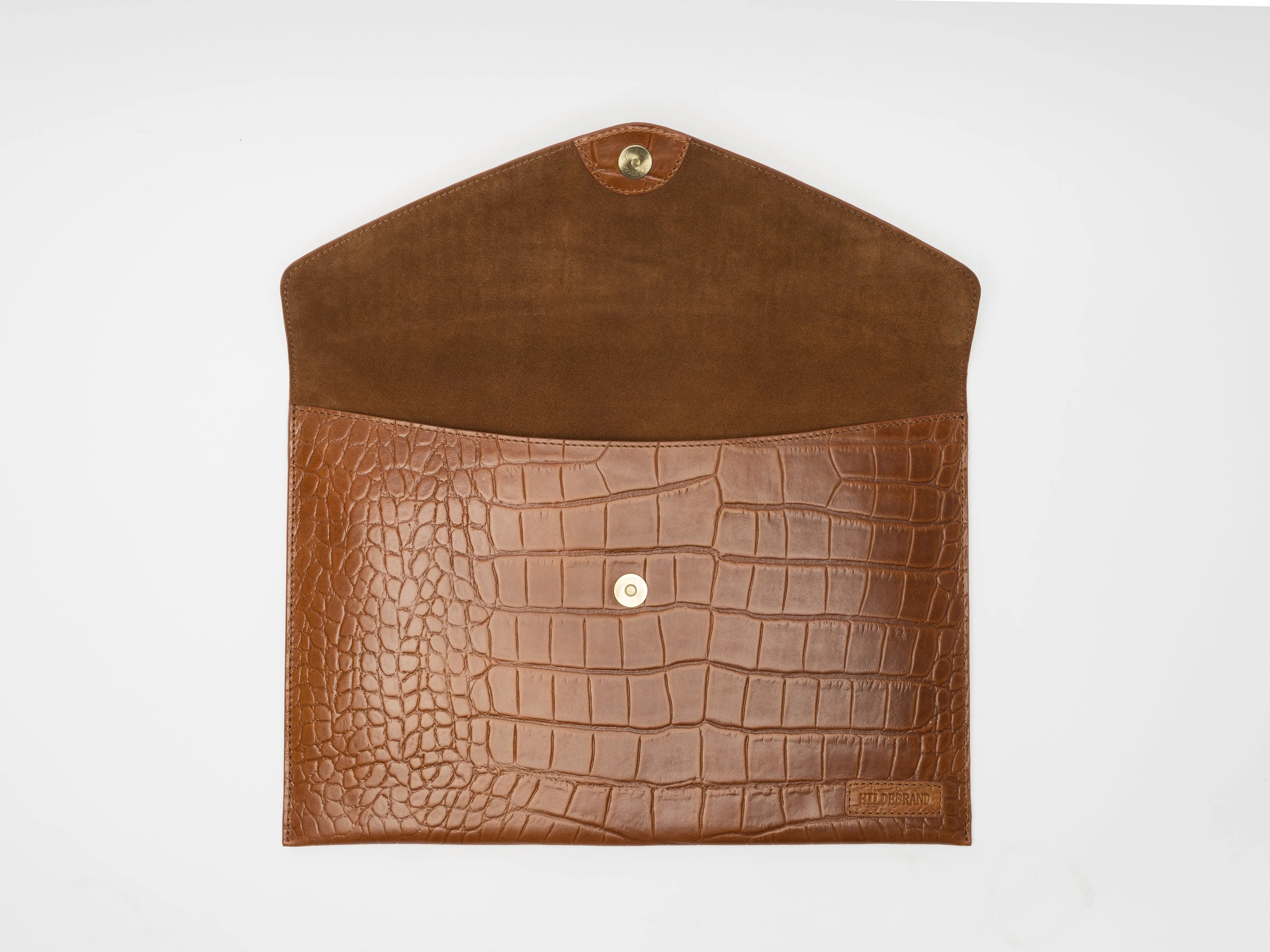 Leather Laptop Sleeve, 15'', Cognac Croco Hildebrand-swe