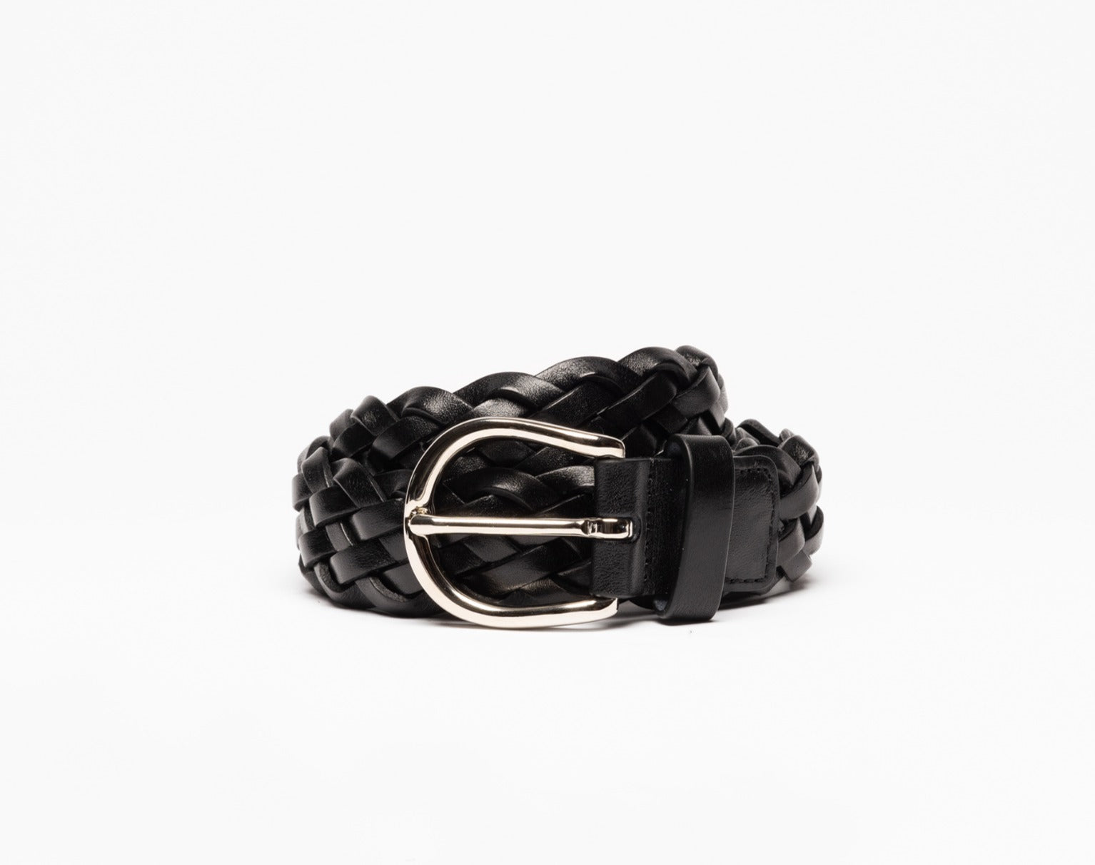 Black Braided Leather Belt