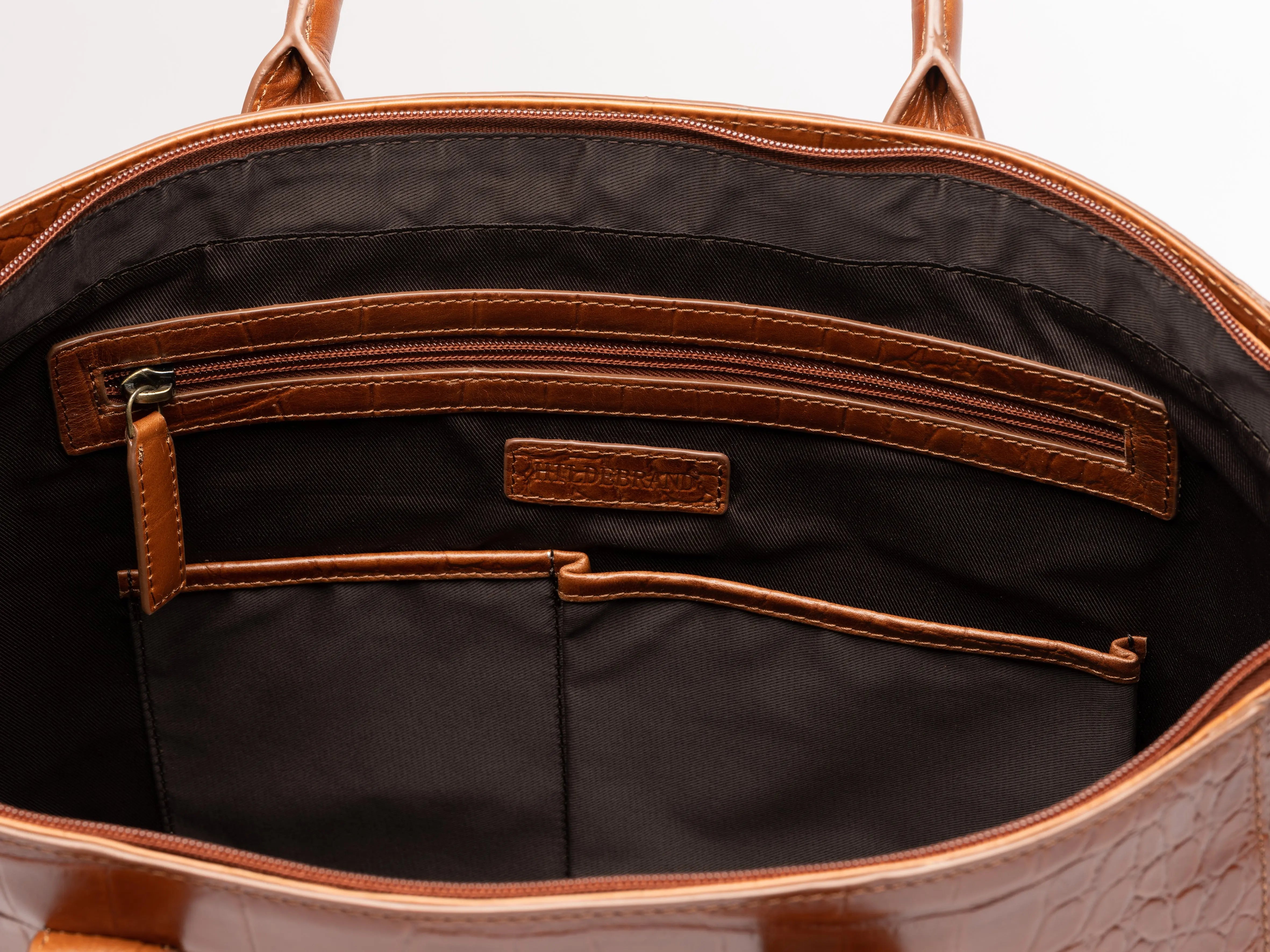 Luxury Leather Business Tote Cognac Croco Hildebrand-swe