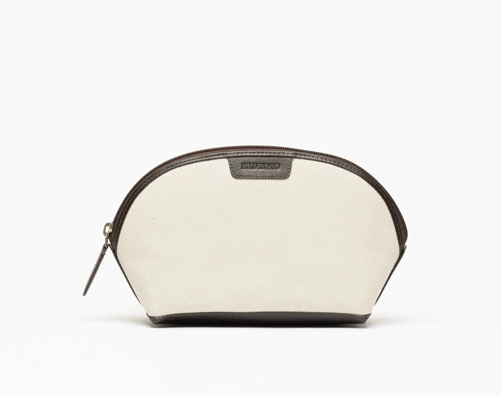 Beauty Bag Canvas Dark Brown Leather Hildebrand-swe