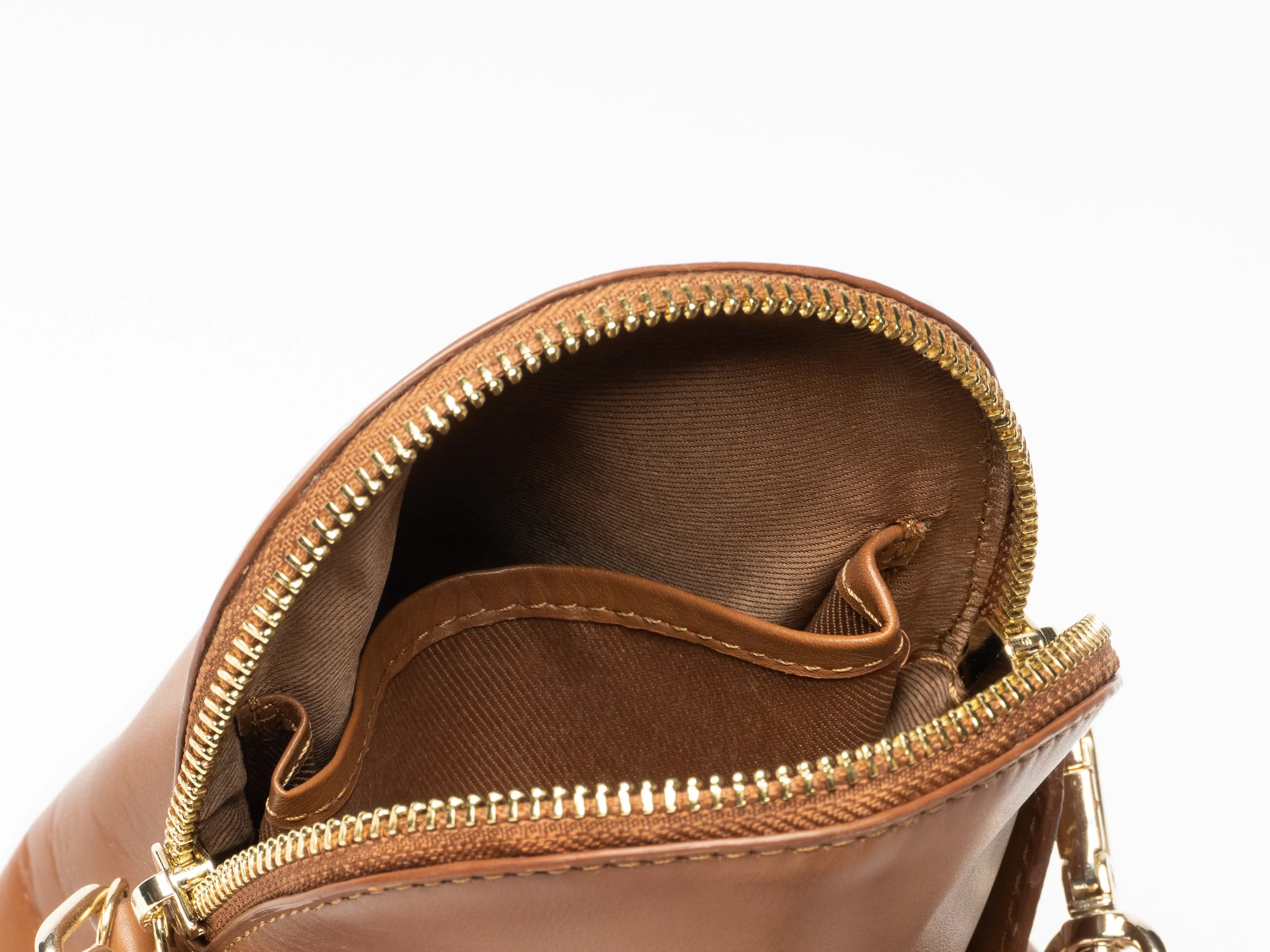Nova Small Leather Handbag, Tan and Gold Hildebrand-swe