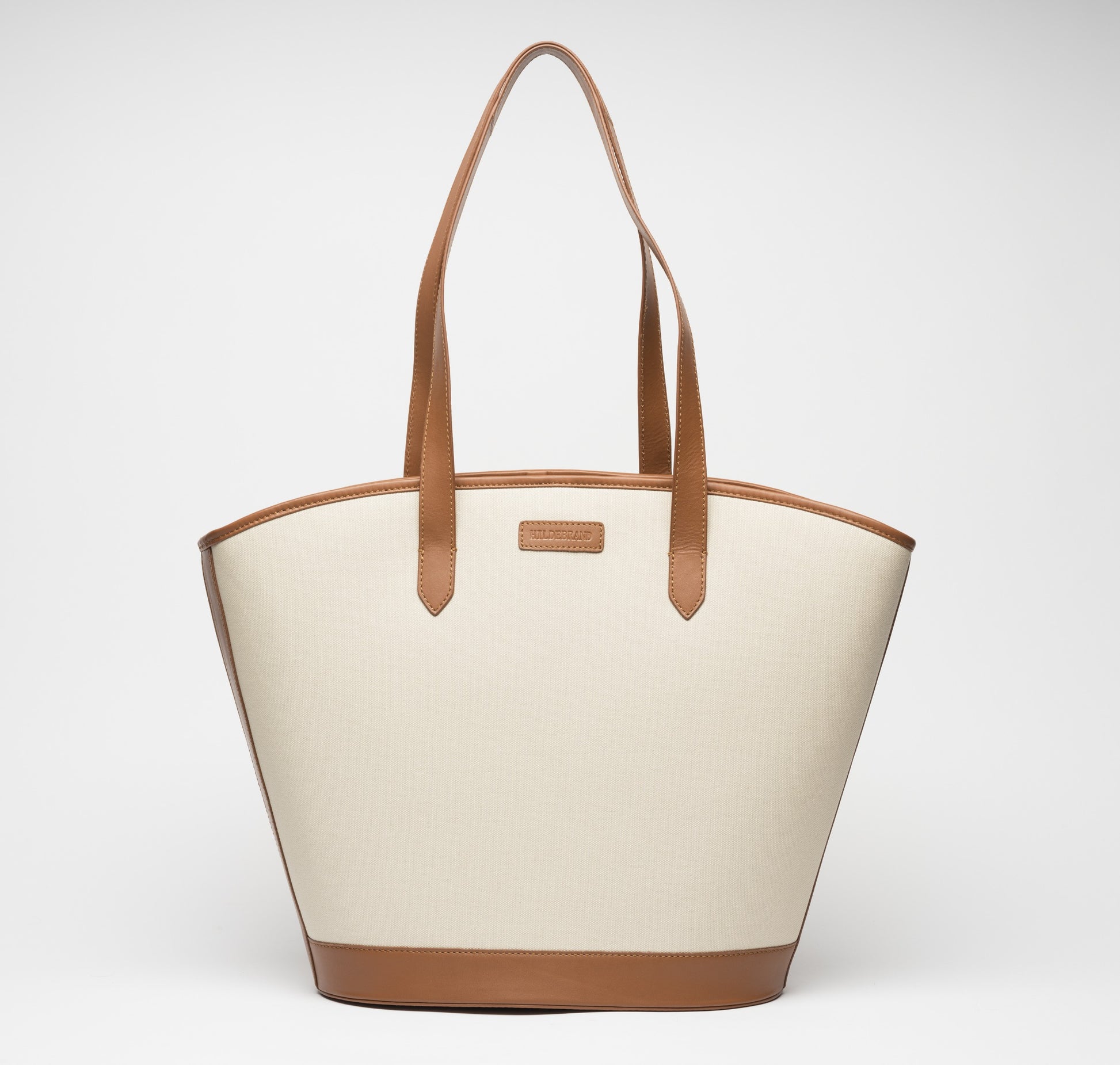 Women's Canvas and Tan Leather Bucket Bag