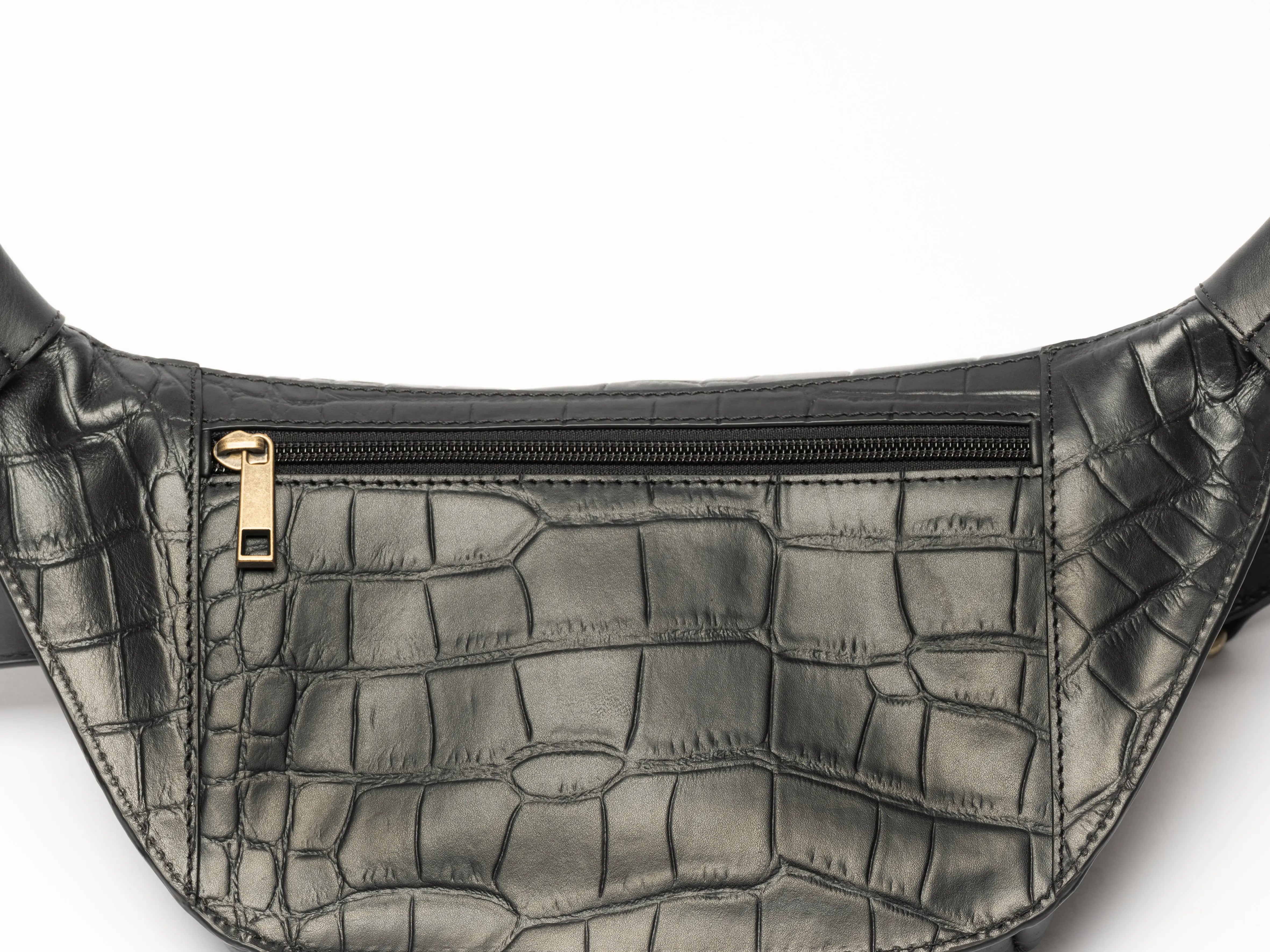 Leather Bum Bag Black Croco - Hildebrand