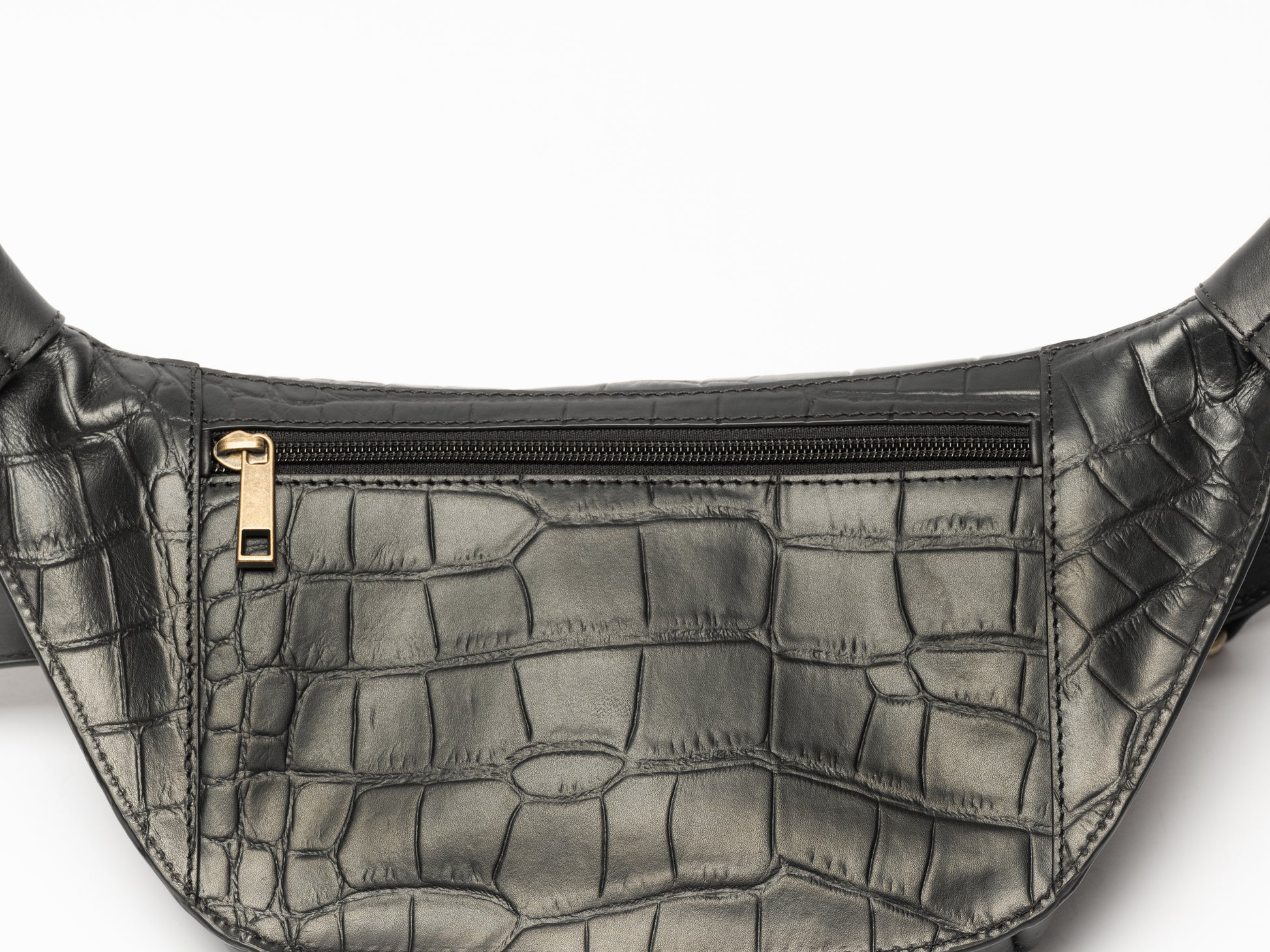 Läder Bum Bag Black Croco