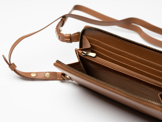 Tan Braided Mobile Bag and Wallet