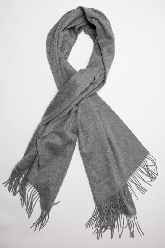 Grey Cashmere Woven Scarf Large