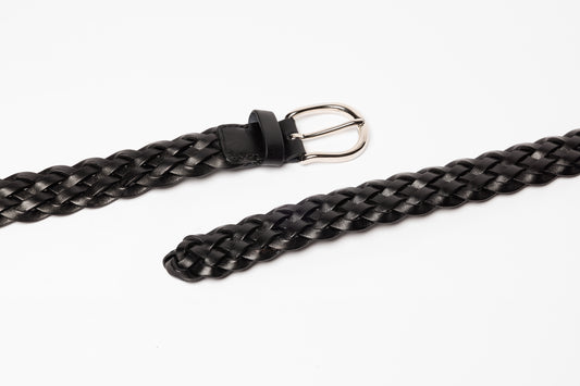 Black Braided Leather Belt