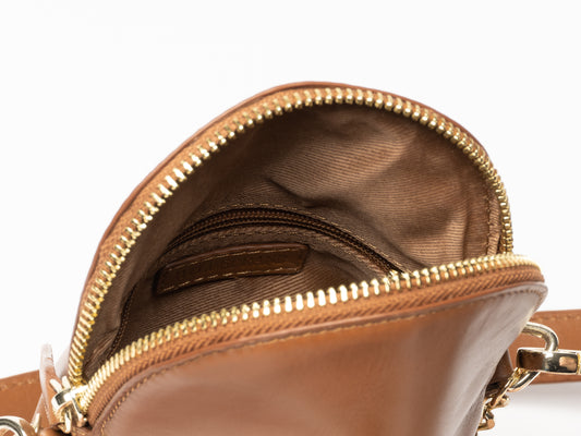 Nova Small Leather Handbag, Tan and Gold