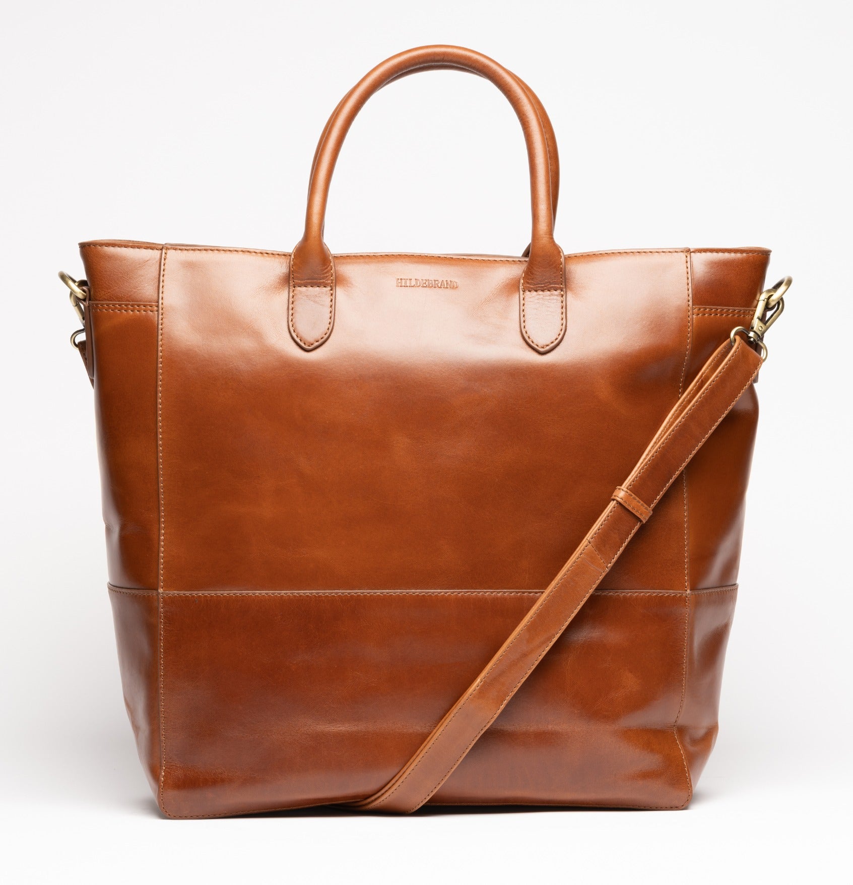 Luxus Leder Business Tote Cognac