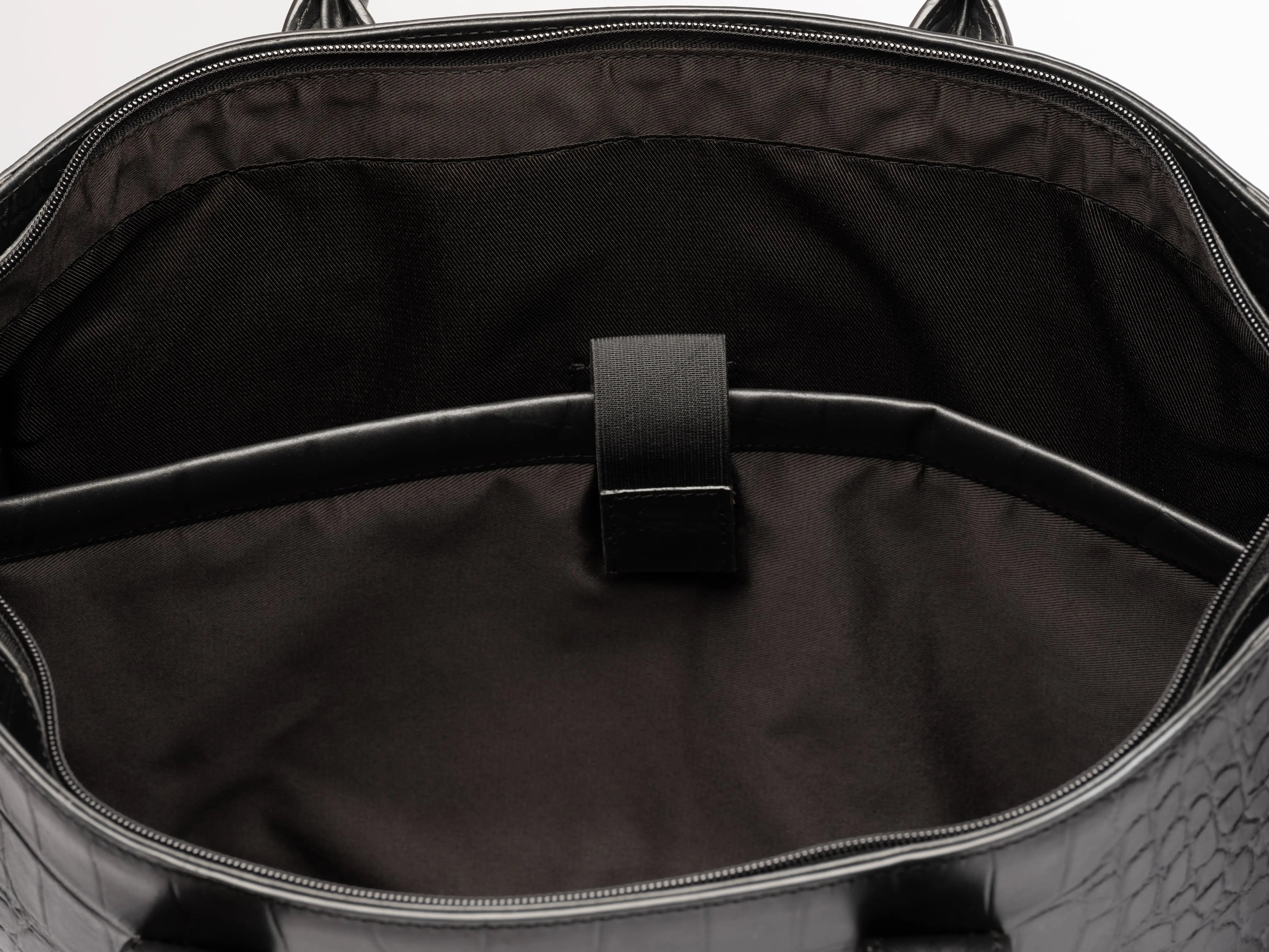 Luxury Leather Business Tote Black Croco Hildebrand-swe