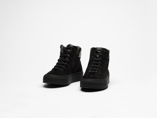 Women Drake Fur Black High Sneaker