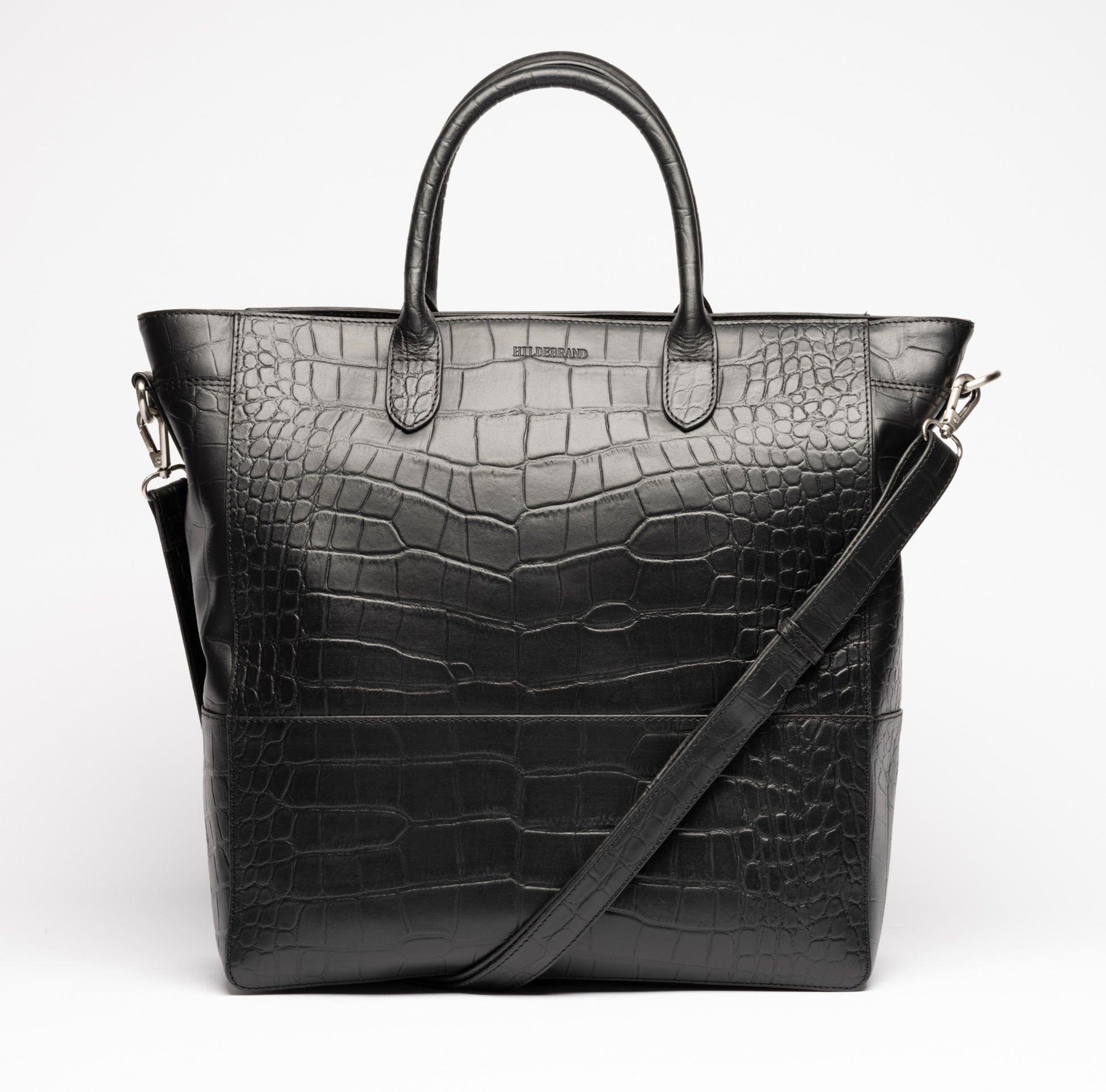 Luxury Leather Business Tote Black Croco