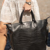 Luxury Leather Business Tote Black Croco Hildebrand-swe
