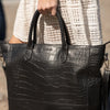 Luxury Leather Business Tote Black Croco Hildebrand-swe