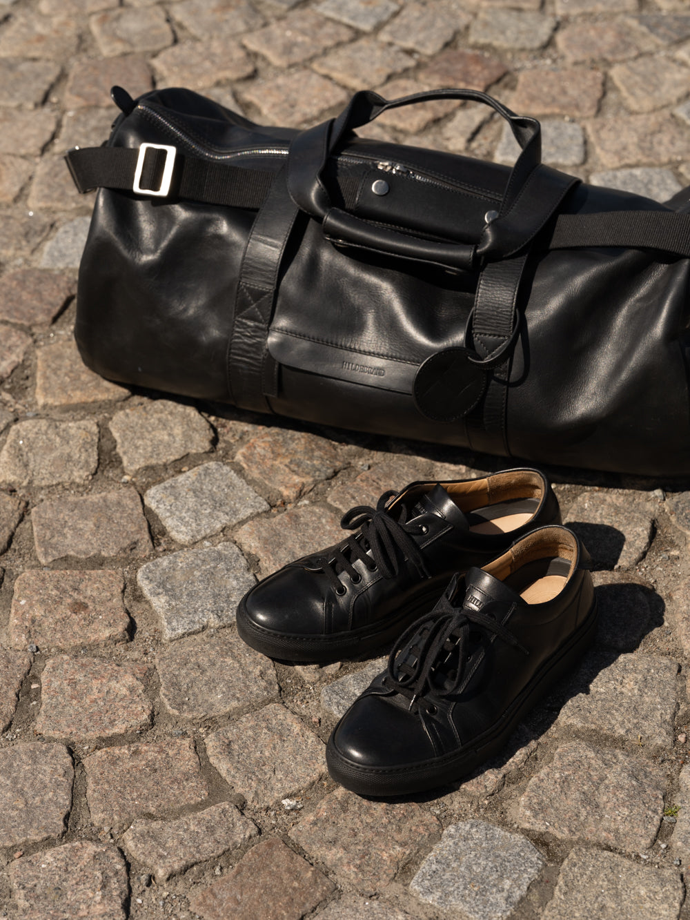 Läder Weekend Duffel Väska Svart