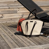 Women's Canvas and Brown Leather Bucket Bag