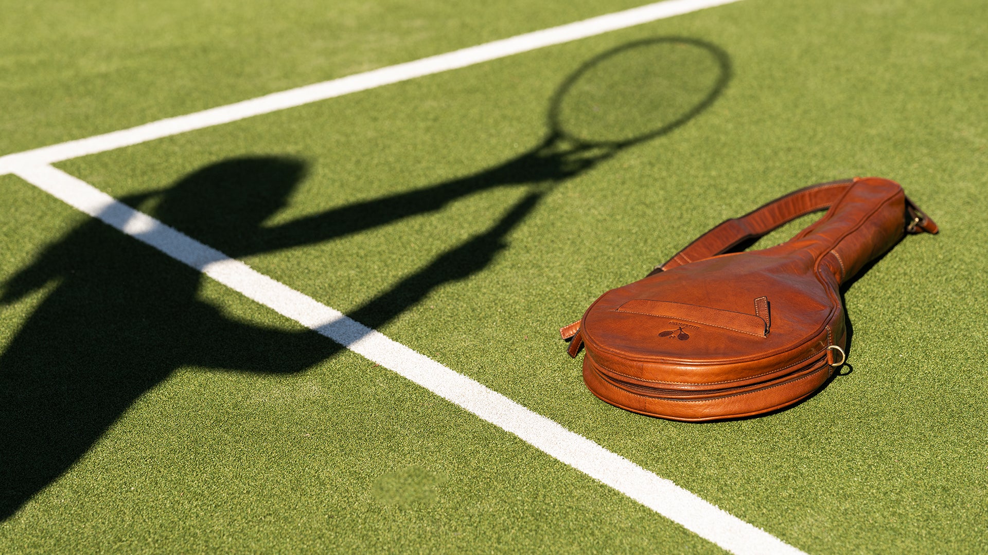 Luxury Leather Tennis Case Cognac