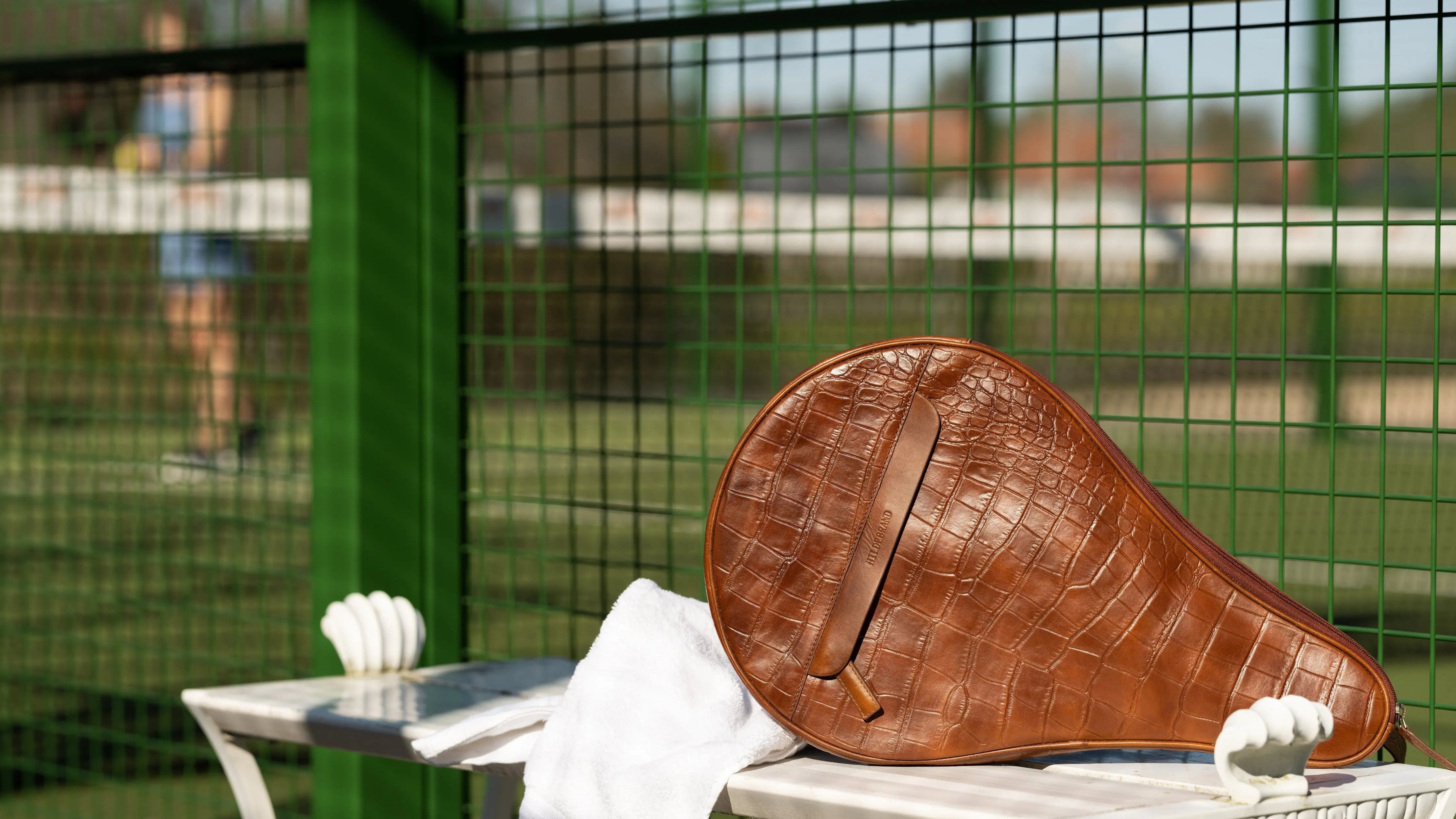 Leather Padel Case Cognac Croco Hildebrand-swe