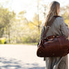Läder Weekend Duffel Väska Cognac