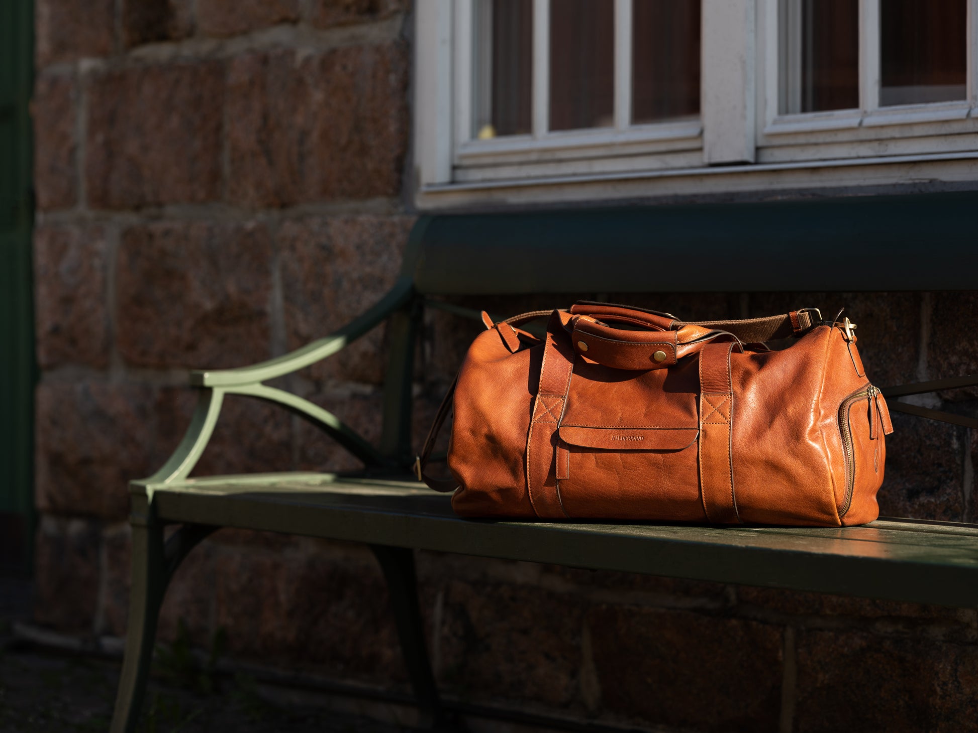 Läder Weekend Duffel Väska Cognac