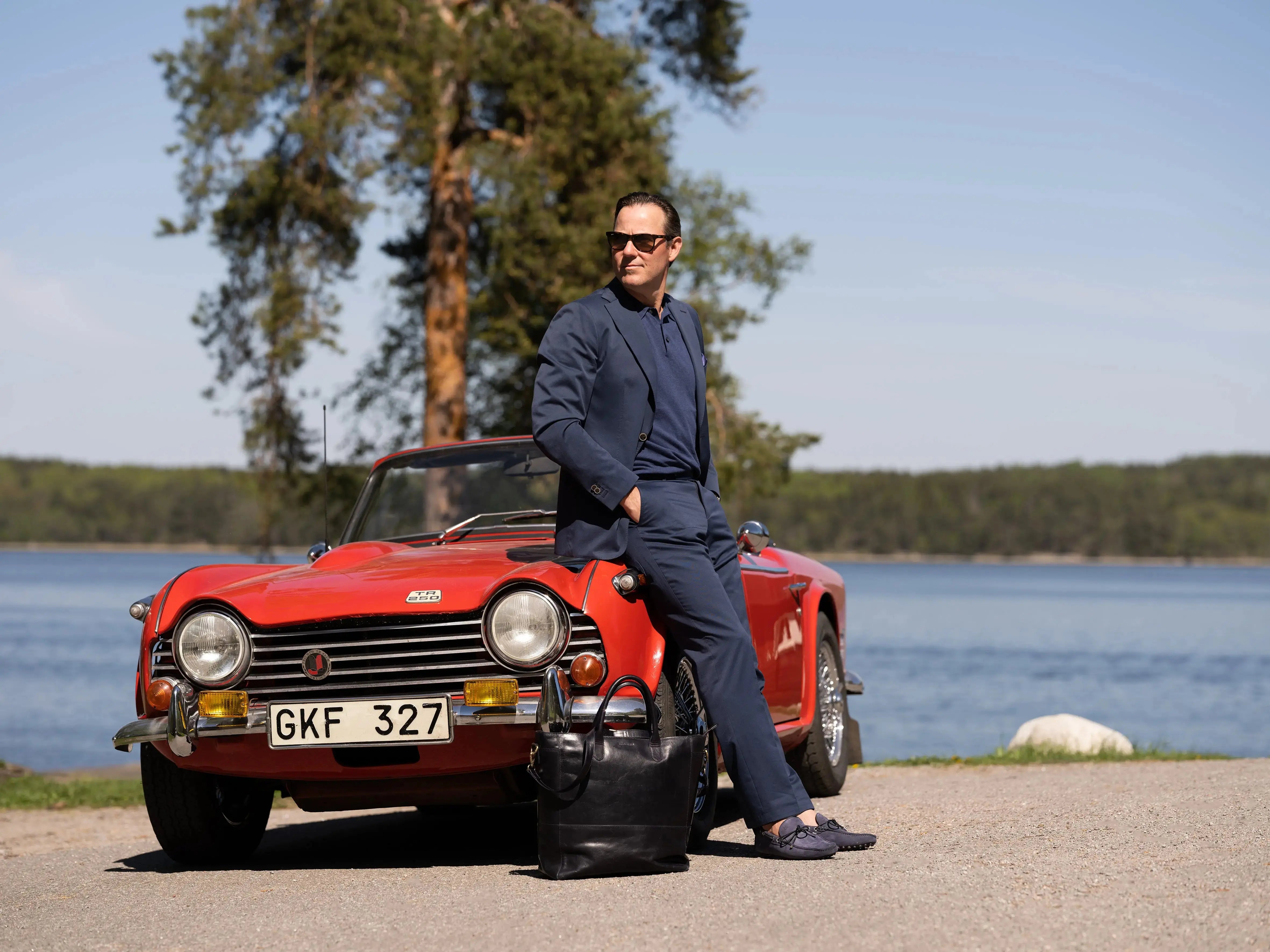 Luxury Leather Business Tote Navy Blue Hildebrand-swe