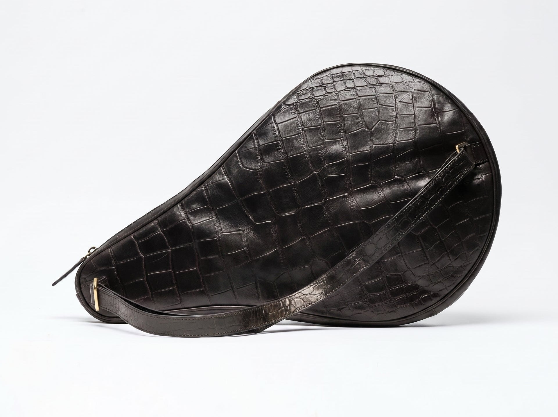 Leather Padel Case Black Croco