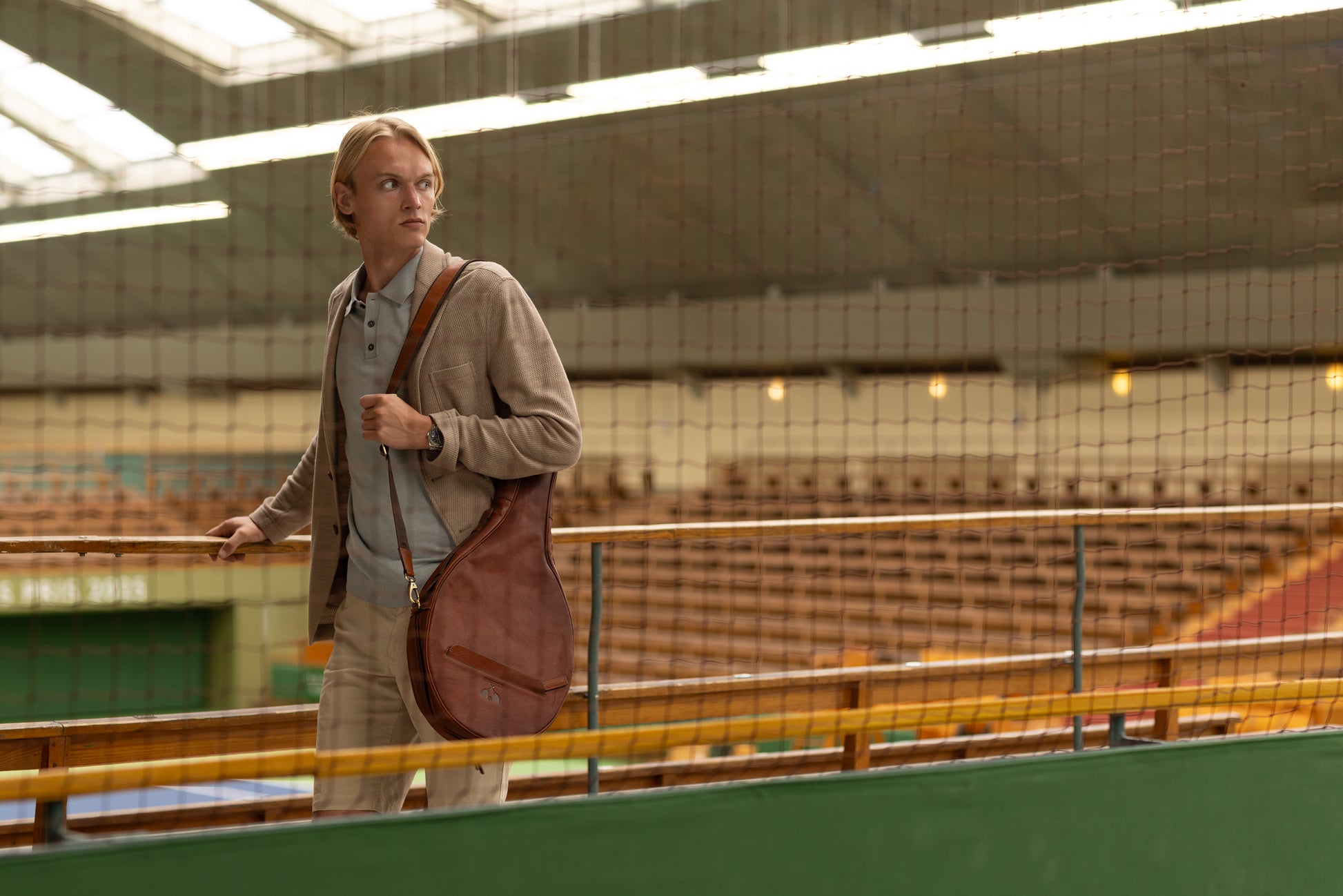 Luxury Leather Tennis Case Cognac