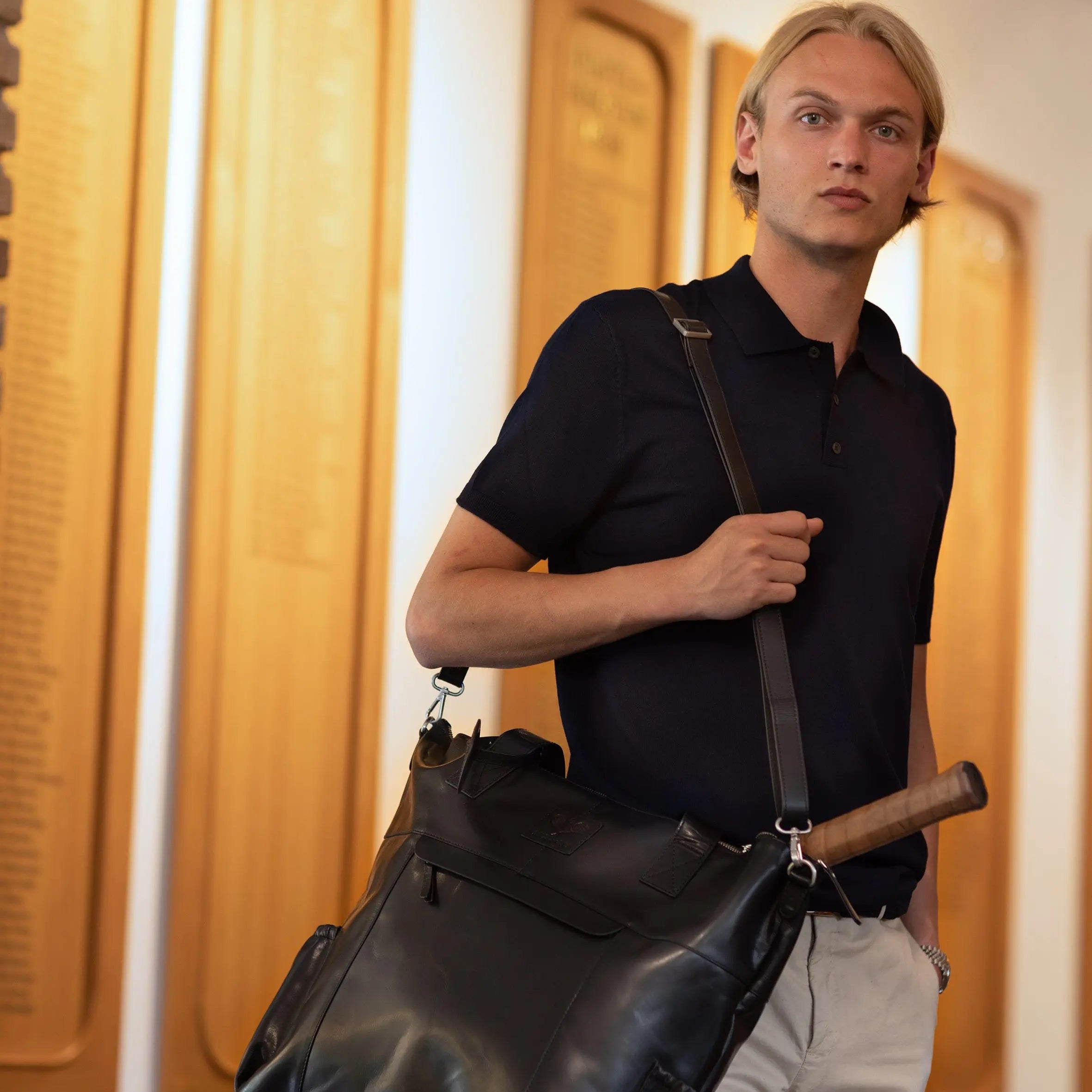 Leather Tennis Tote Bag Black Hildebrand-swe