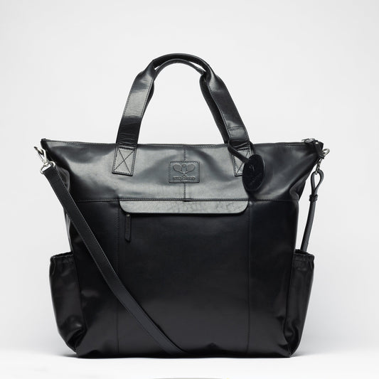 Leder Tennis Tote Bag Schwarz