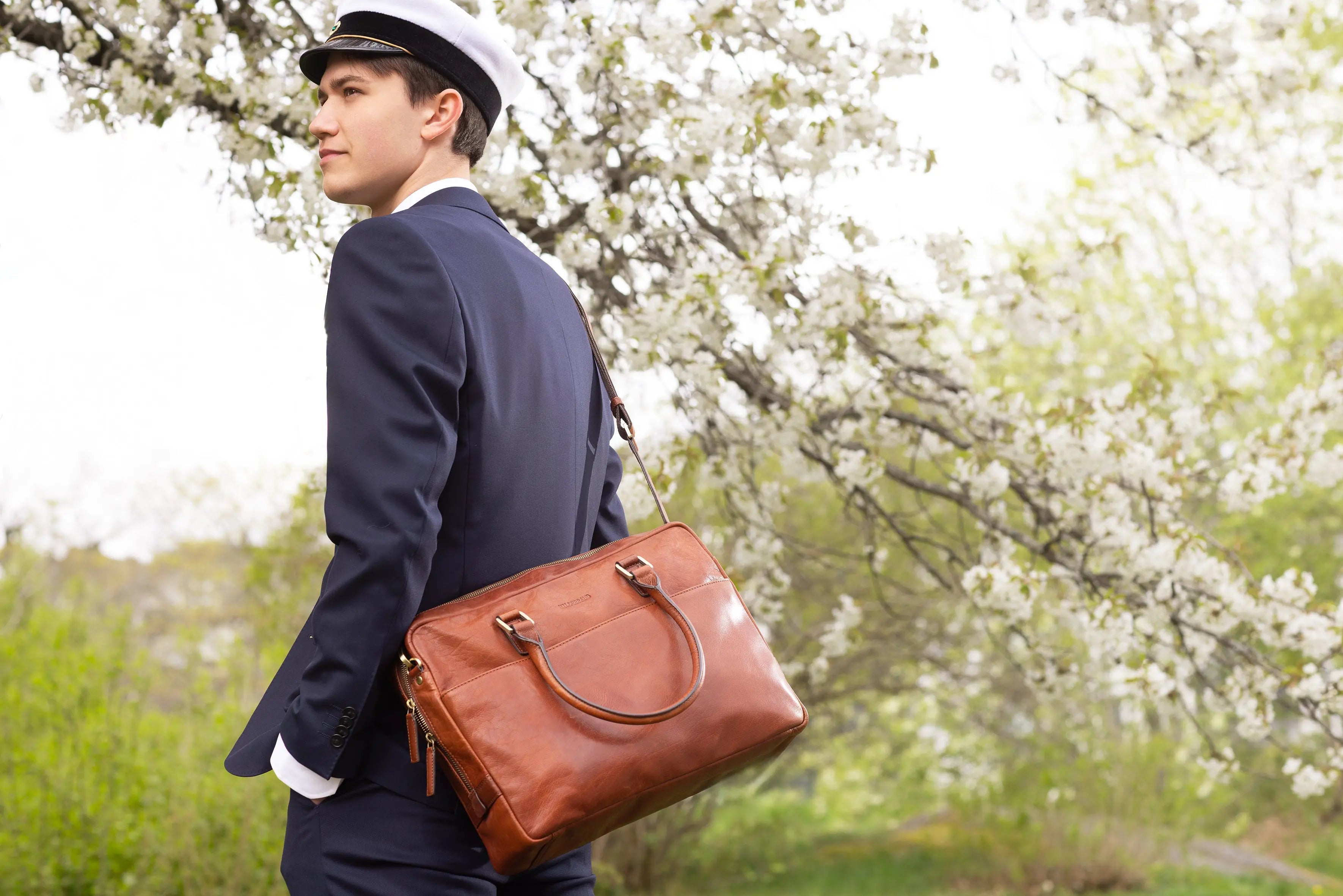 Leather Briefcase Cognac - Hildebrand