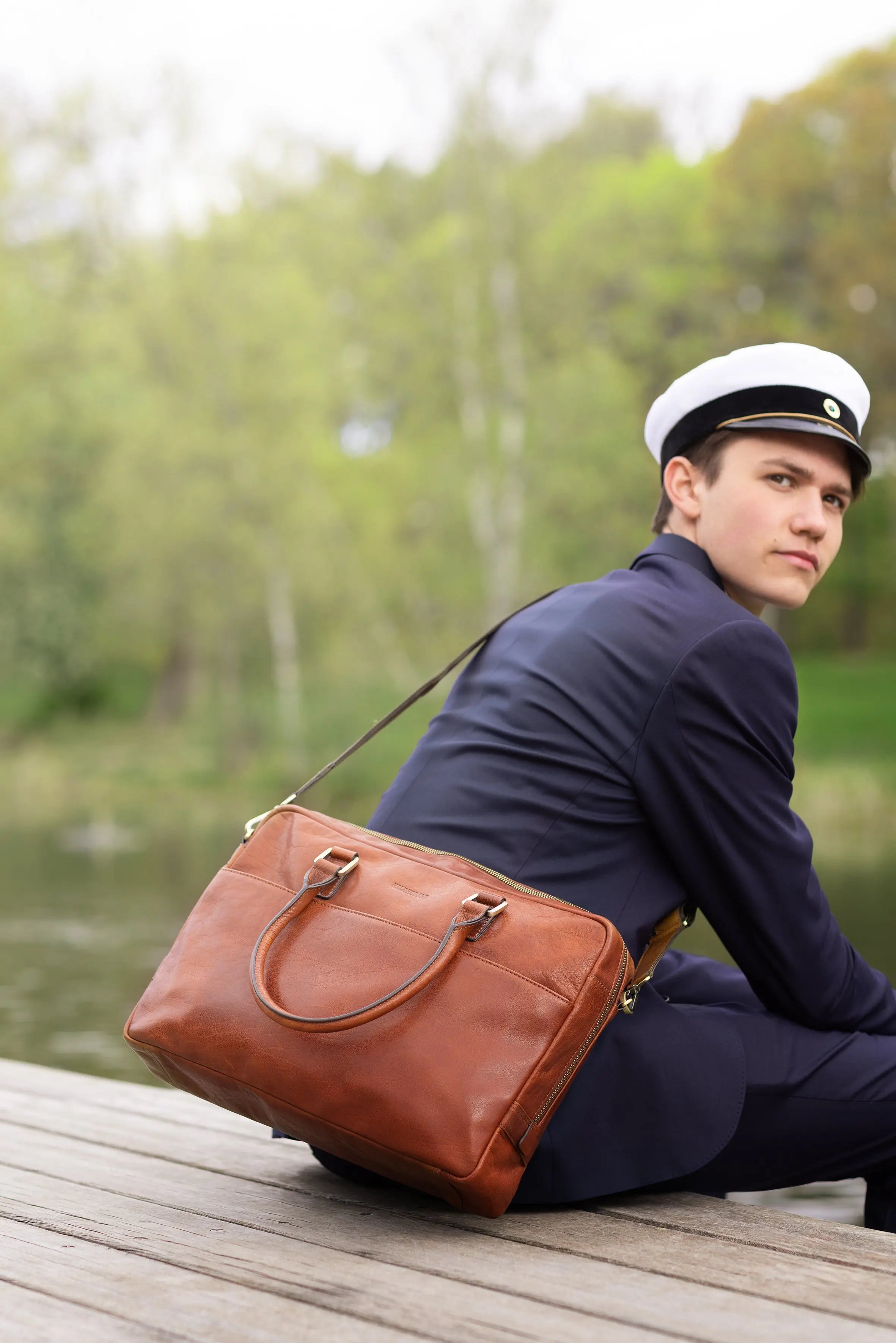 Leather Briefcase Cognac - Hildebrand